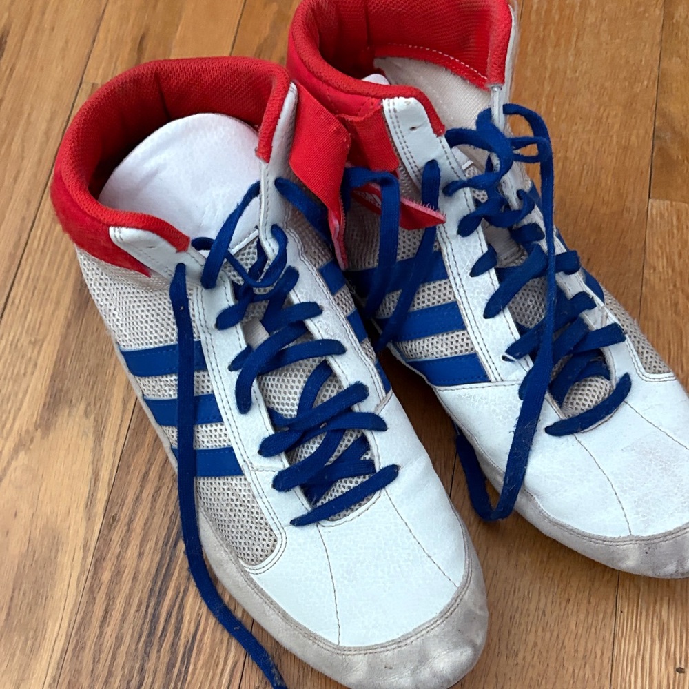 adidas Men's wrestling shoes - White, Blue, Red